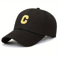 C Label Baseball Cap Cotton Solid Adjustable Sports Hat Outdoor Sunscree