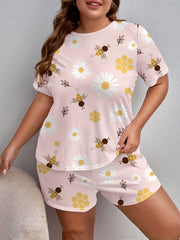  Bee & Daisy Print Tee & Shorts Lounge Set
