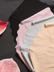 4pcs Seamless Scallop Trim Briefs Women's Lingerie