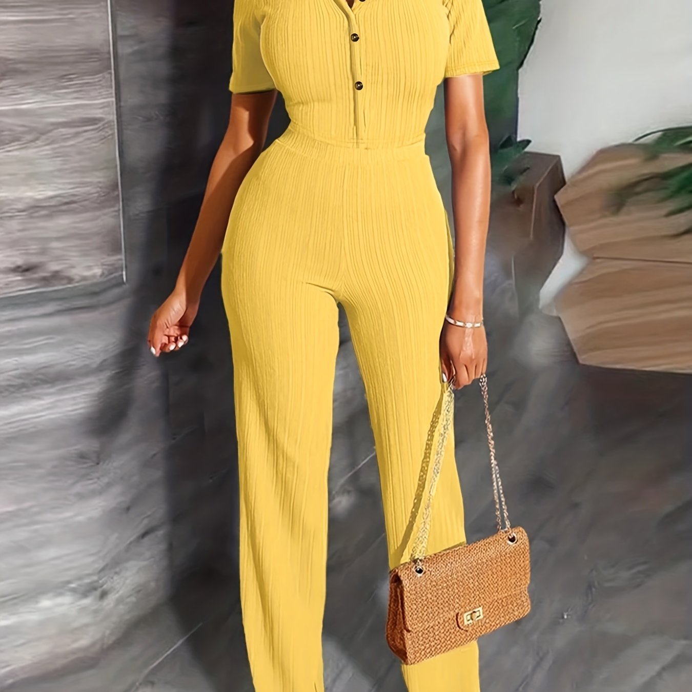  Ribbed Crop Top & Pants Two Piece Set