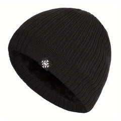 Velvet Knitted Beanie Ear Protection Hat for Outdoor Winter Activities
