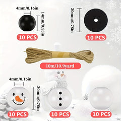 50/100pcs Jute Line Christmas Snowman Wooden Beads Round Wooden Beads