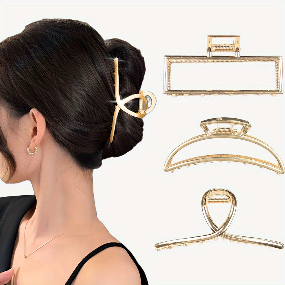 3pcs Metal Moon Shaped Hair Clip Claw Clips Headwear For Girls