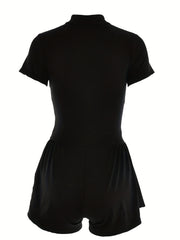 Short Sleeve Corset Jumpsuit Solid Casual Wide Leg Jumpsuit