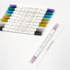 10pcs Dual Tip Glitter Pens Set - Ideal for DIY Journals & Artwork