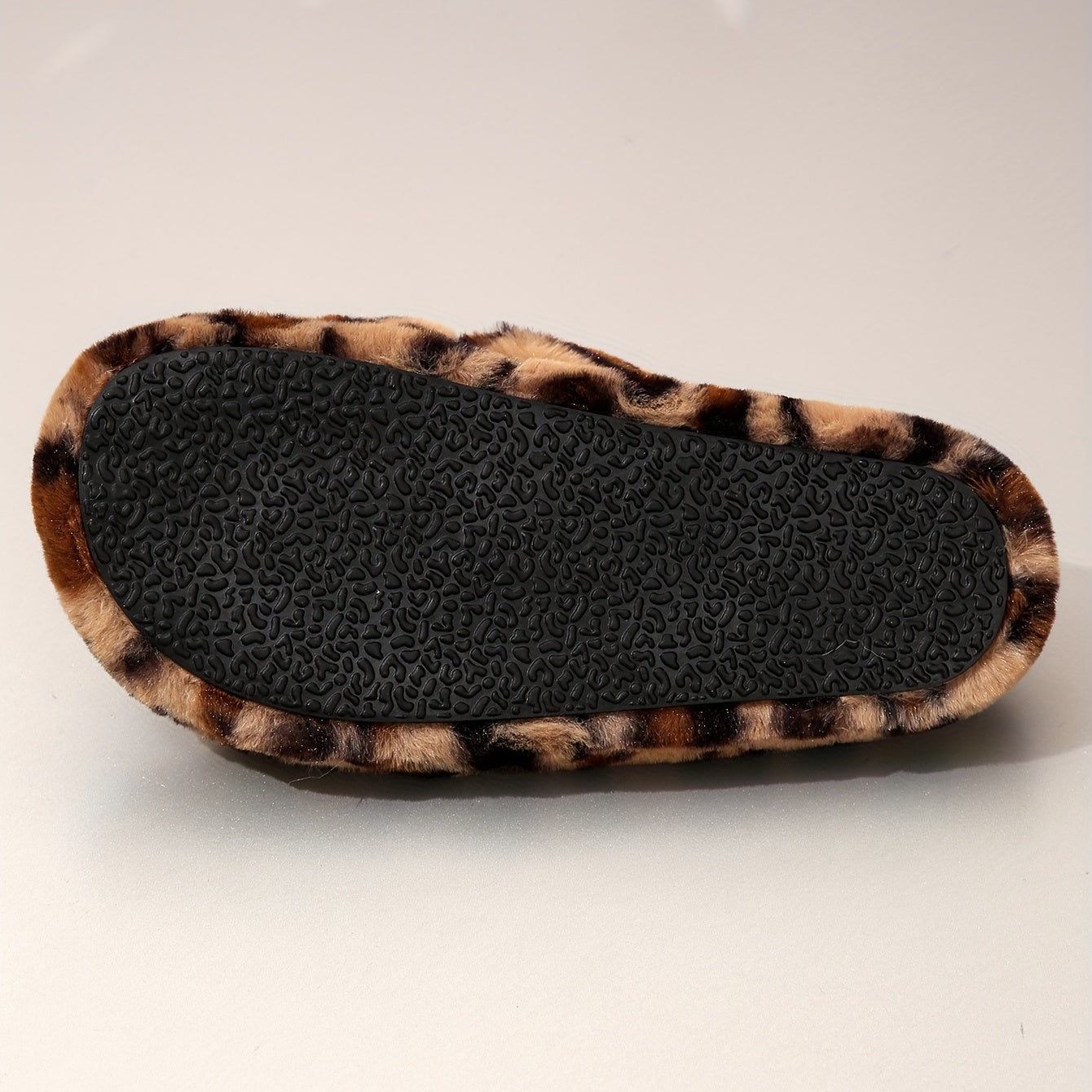 Leopard Print Cross Strap Slippers Plush Lined Home Shoes