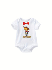 Baby Boys Birthday Onesie Short Sleeves Soft Comfortable Breathable
