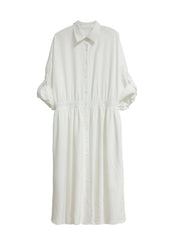  Long Sleeve Maxi Shirt Dress with Pockets