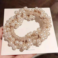2pcs Pearl Decor Scrunchie Elastic Hair Tie