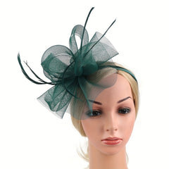 Green Feather Fascinator Headband for Bridal Tea Party