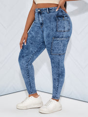  High Rise Skinny Cargo Jeans With Pockets