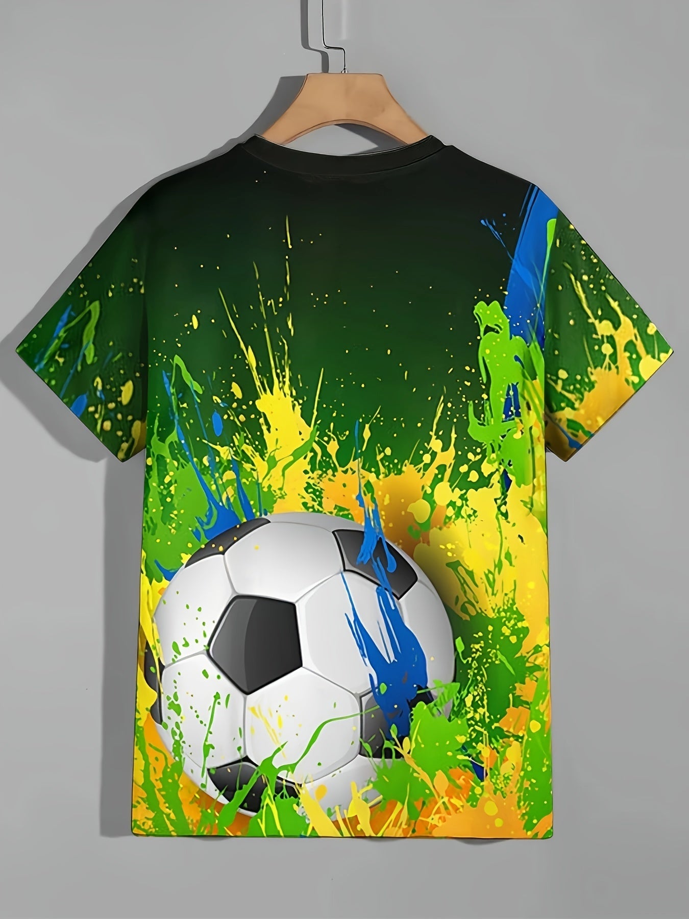 Soccer Splash 3D Print Boy's T shirt Kids Casual Short Sleeve