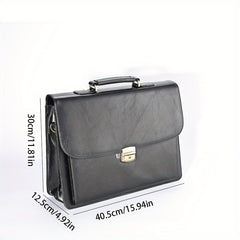 Men's Business Briefcase Laptop & Tablet Compartment Zip Closure