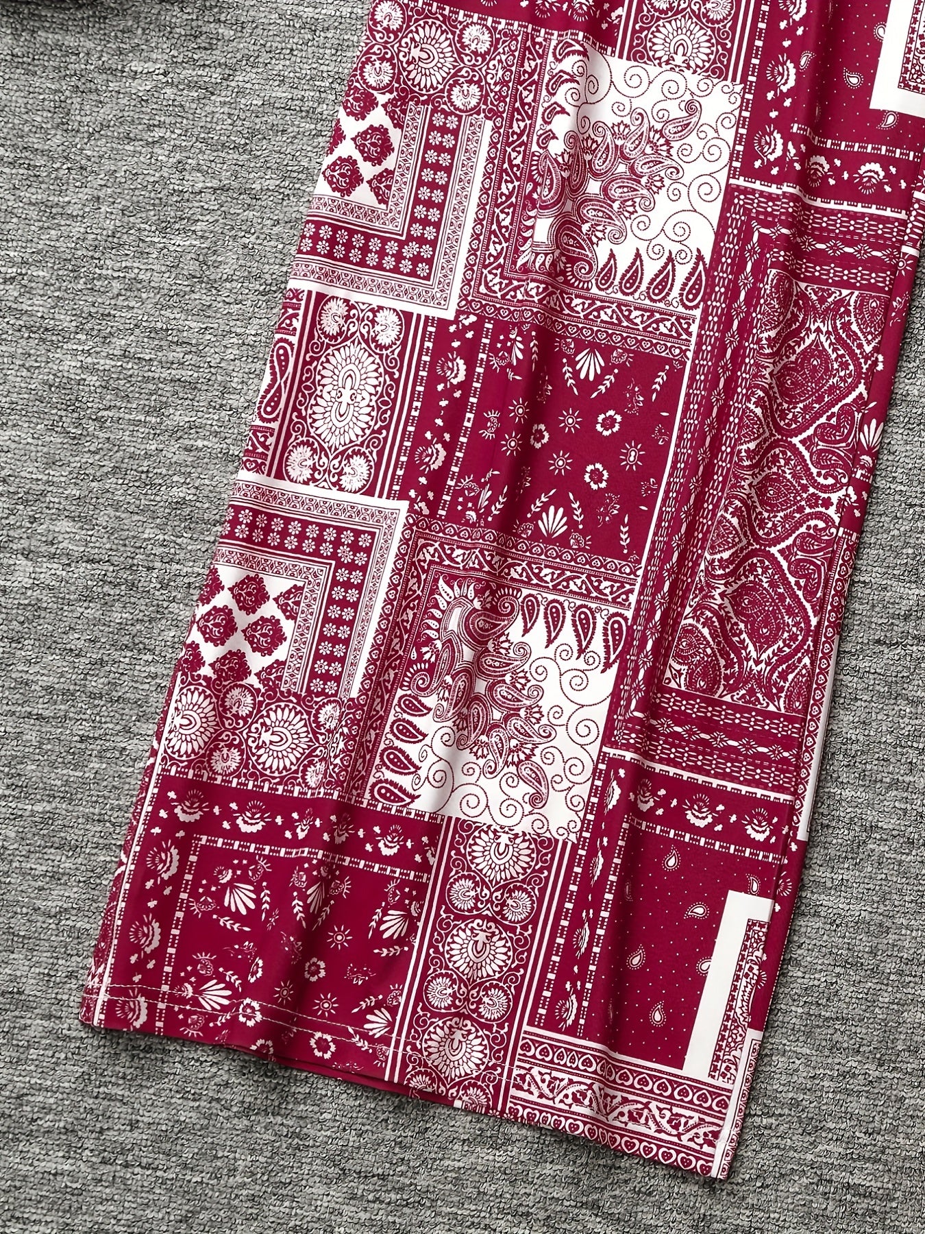 Random Print High Rise Plus Size Casual Pants