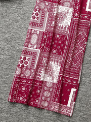 Random Print High Rise Plus Size Casual Pants