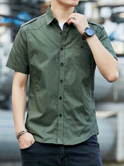 Men's Chest Pocket Short Sleeve Shirt Casual Comfy Shirt For Summer