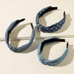 3pcs Denim Striped Dot Headband Women's Hair Accessories