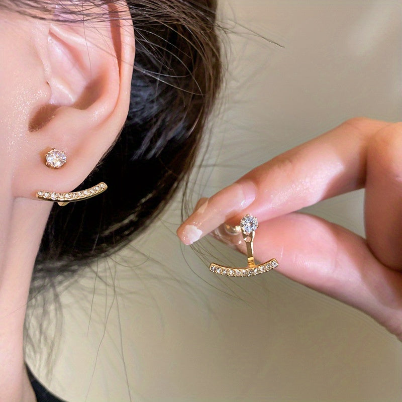 Minimalist Style Synthetic Gems Stud Earrings 18K Plated