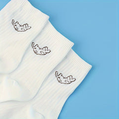 3 Pairs Cat Print Socks Women's Stocking