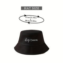 Dog Mom Print Bucket Hat Solid Cotton Basin Hat Unisex Lightweight Sunscreen