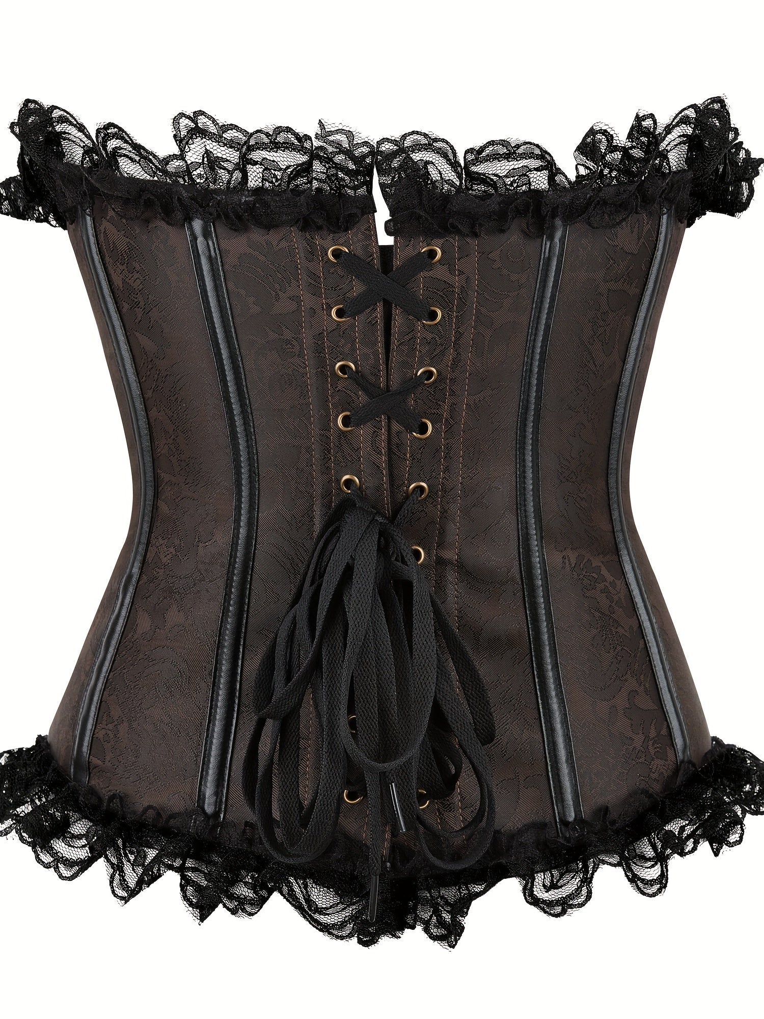 Strapless Corset Bustier Tummy Control Lace Up Jacquard Body Shaper