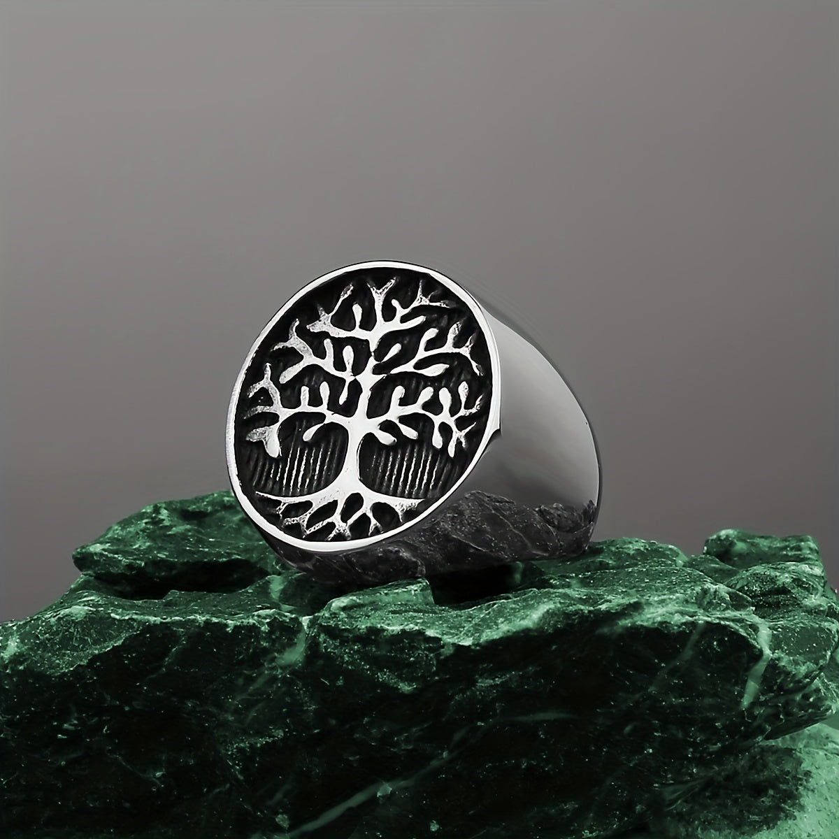 Lucky Tree Of Life Silvery Ring Men's Vintage Ring