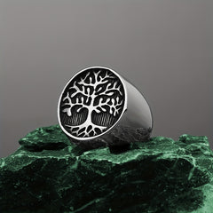Lucky Tree Of Life Silvery Ring Men's Vintage Ring