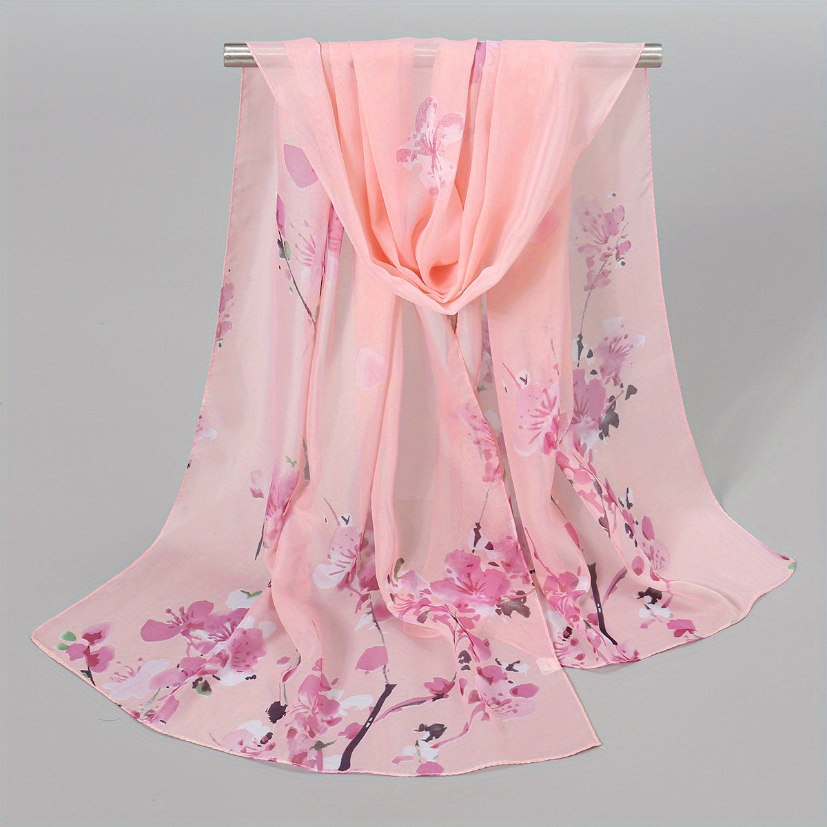 Chiffon Silk Scarf Print Retro Warm Shawl for Women