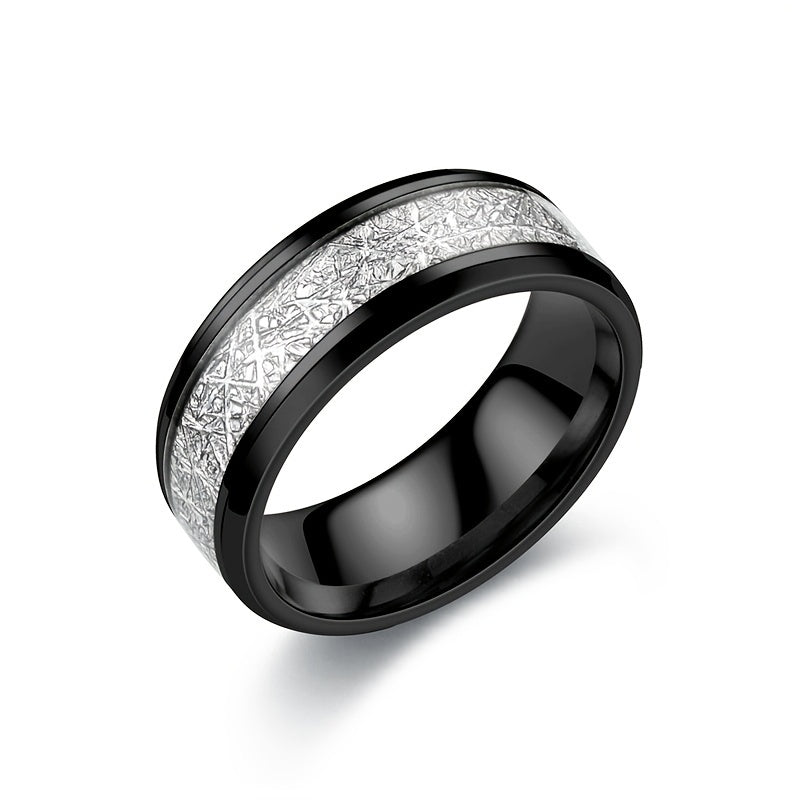 Rime Silk Pattern Titanium Steel Ring for Men