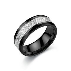 Rime Silk Pattern Titanium Steel Ring for Men