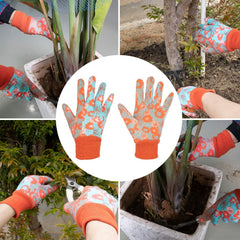 Women Gardening Gloves Soft Cotton Work Gloves Floral Printing PVC Grip Dots