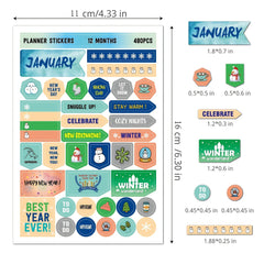 12 Months Planner Stickers 480 Unique Stickers Set