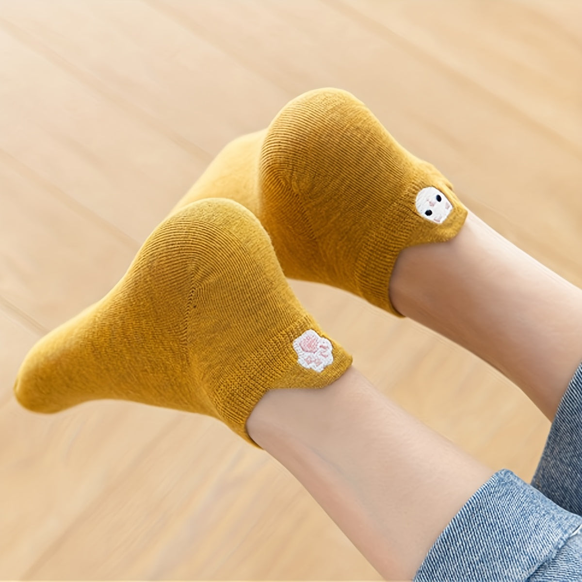Animal Embroidery Socks Lightweight Ankle Stockings