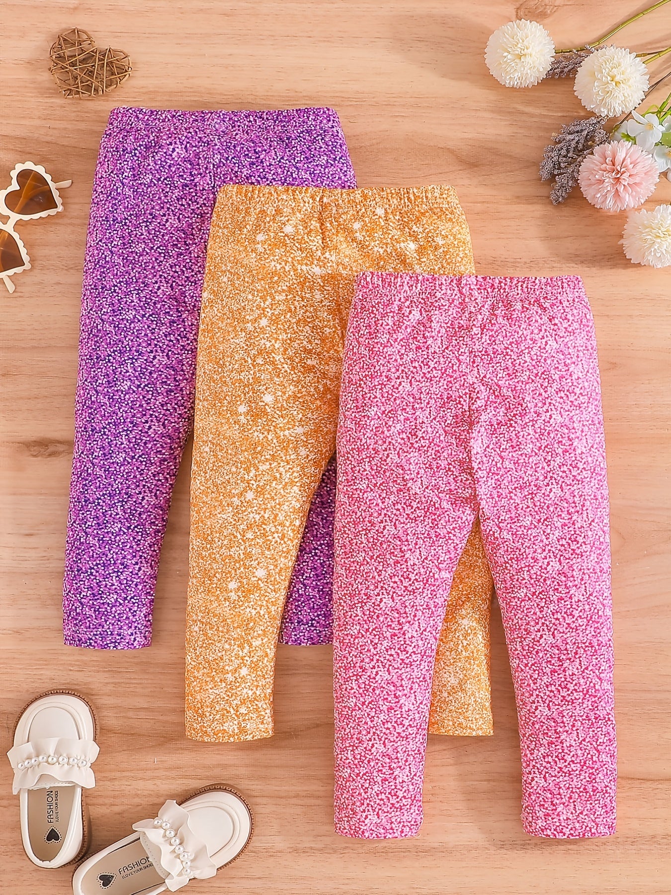 3pcs Girls' Dalmatian Leggings Stretch Casual Pants Spring Autumn