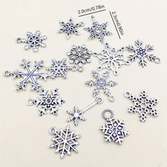 16pcs Snowflake Pattern Pendants for DIY Jewelry