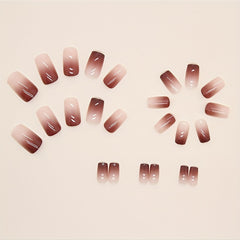 Glossy Gradient Pink Press On Nails Medium Square Shape Acrylic Nails Kit