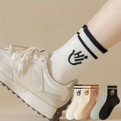 5 Pairs Letter Print Socks Soft Mid Tube Women's Stockings