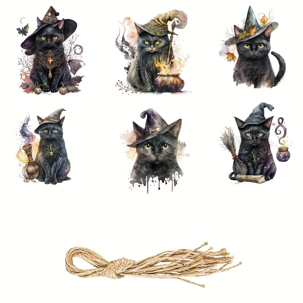 6pc Spooky Halloween Cat Tree Ornaments - Frightening Home Decor
