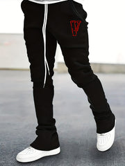 Men's V Pattern Drawstring Flare Pants