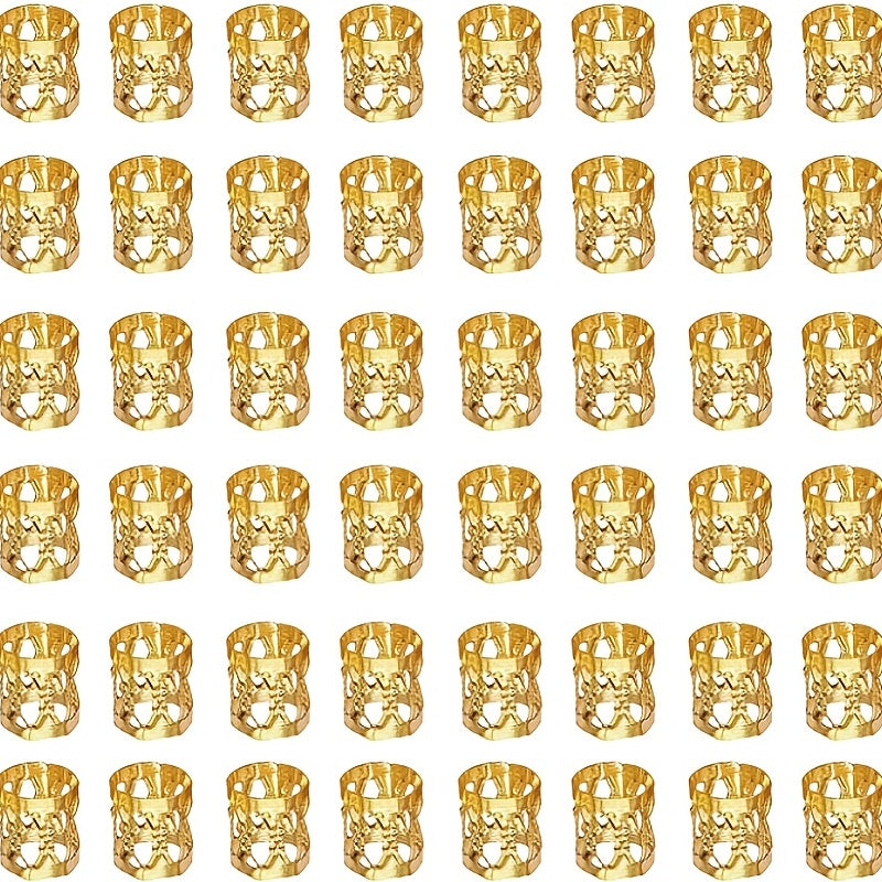 50pcs Aluminum Hair Jewelry Rings Dread Locks Adjustable Metal Cuffs Hair Clips