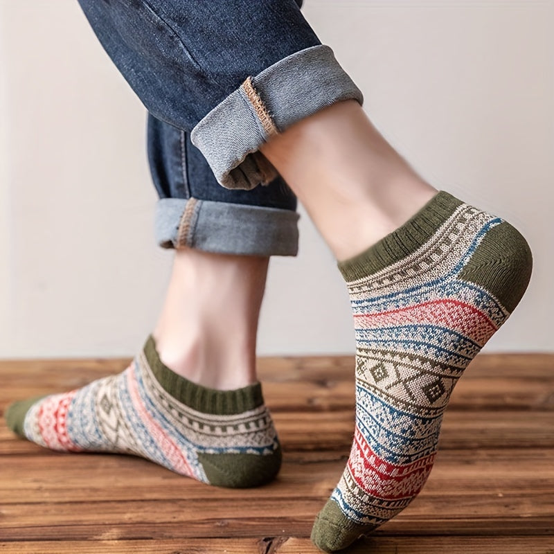 5 Pairs Geometric Pattern Low Cut Ankle Socks Women's Stockings