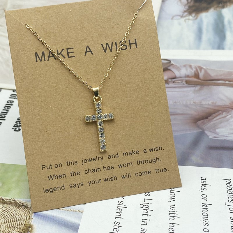 Cross Tree Tower Owl Circle Ring Pendant Clavicle Chain Necklace With Paper Card