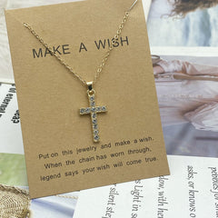 Cross Tree Tower Owl Circle Ring Pendant Clavicle Chain Necklace With Paper Card