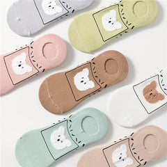 7 Pairs Cartoon Bear Ankle Socks Soft Lightweight Women's Stockings