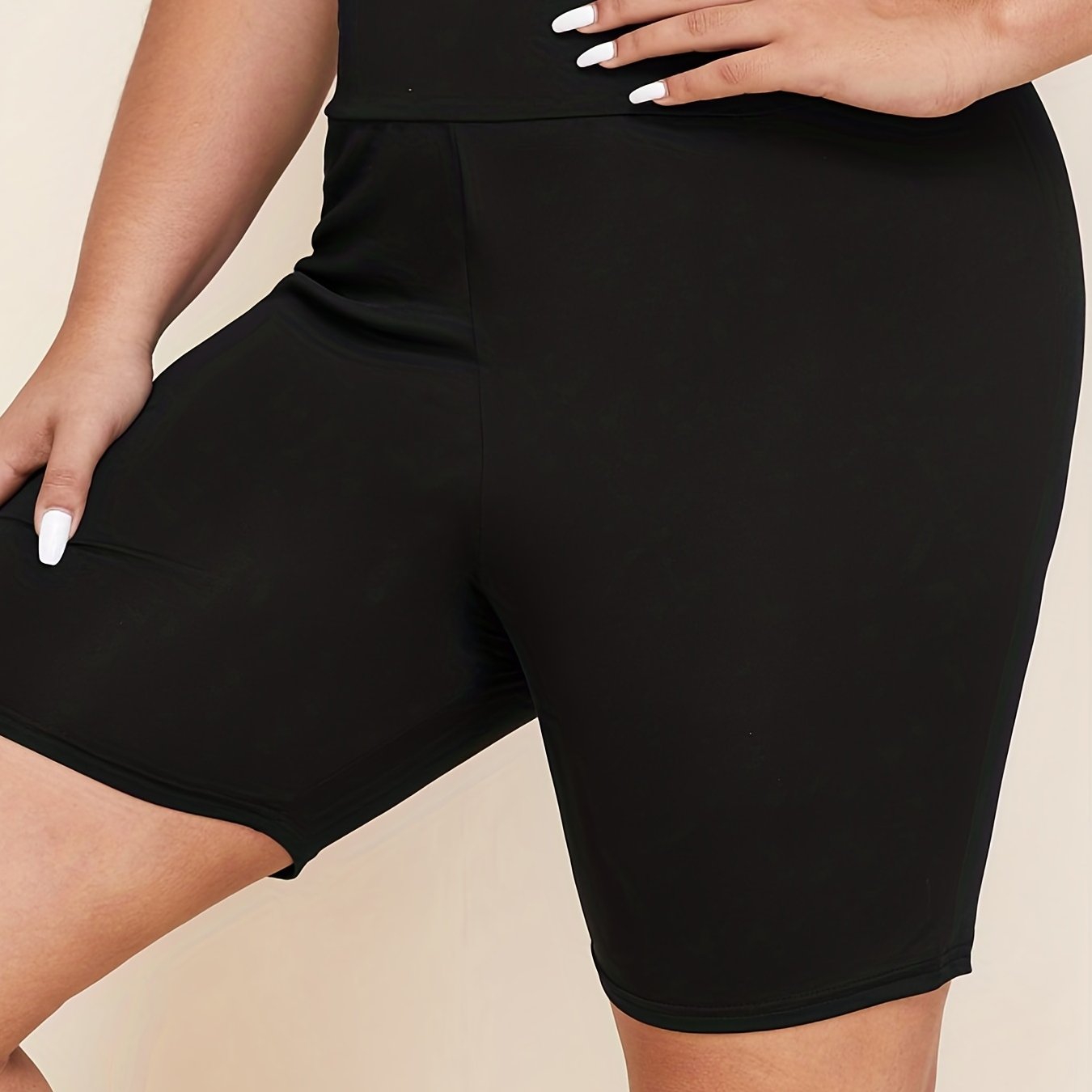  Solid Tummy Control High Rise Biker Shorts