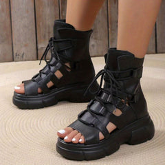 Women's High Top Platform Sandals Cut Out Breathable Shoes