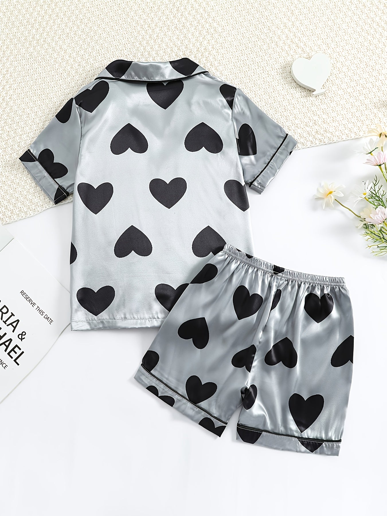 Girls Satin Pajama Set Short Sleeve PJ Set