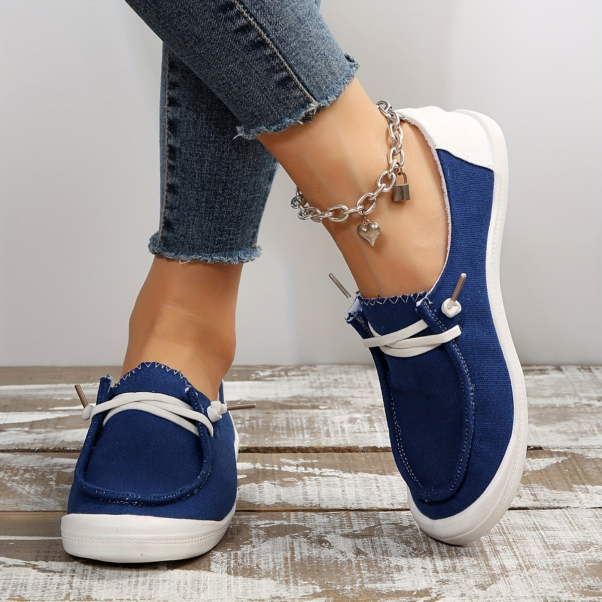 Women's Casual Canvas Lace Up Shoes Lightweight Low Top Walking Shoes