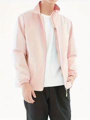 Men's Casual Stand Collar Windbreaker Jacket Zip Up Coat for Spring Fall