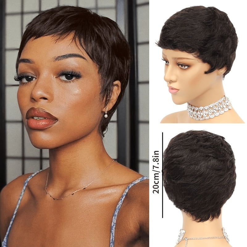 Short Curly Pixie Wig Natural Fluffy Wig for Daily Party Halloween